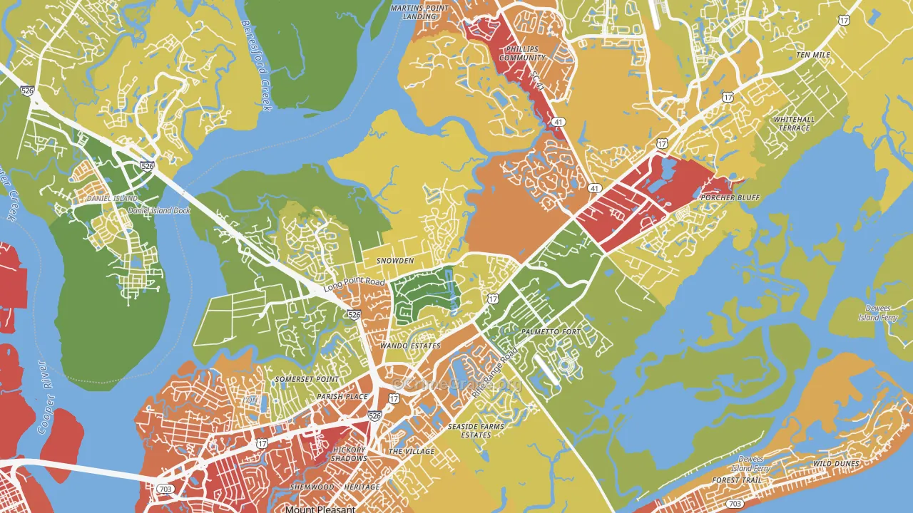Mount Pleasant, SC Map of Drug-Related Crime Rates