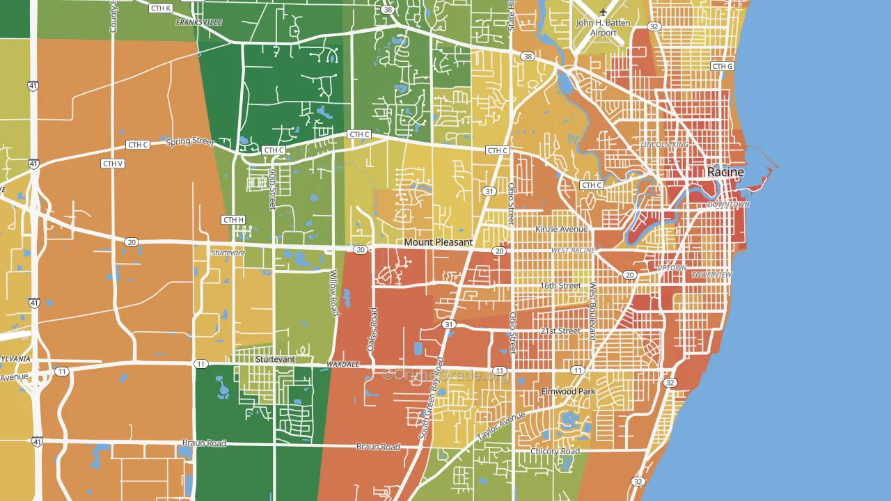 Mount Pleasant, WI Map of Drug-Related Crime Rates