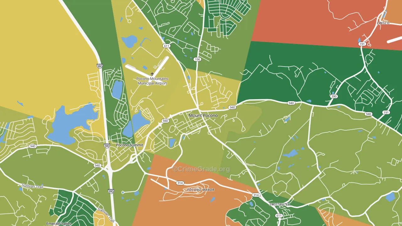 Mount Pocono, PA Map of Drug-Related Crime Rates