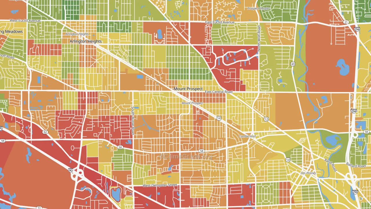 Mount Prospect, IL Map of Drug-Related Crime Rates