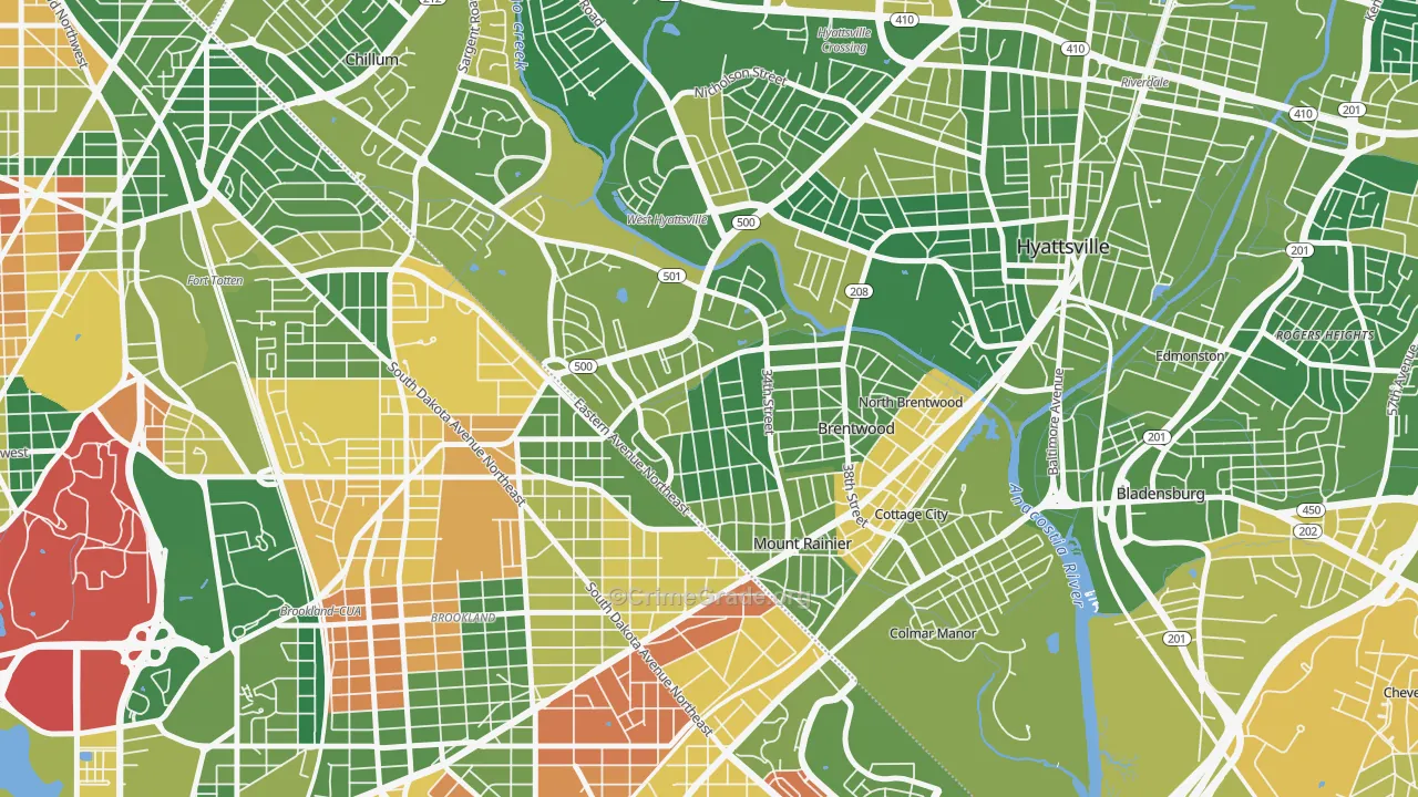 Mount Rainier, MD Map of Drug-Related Crime Rates