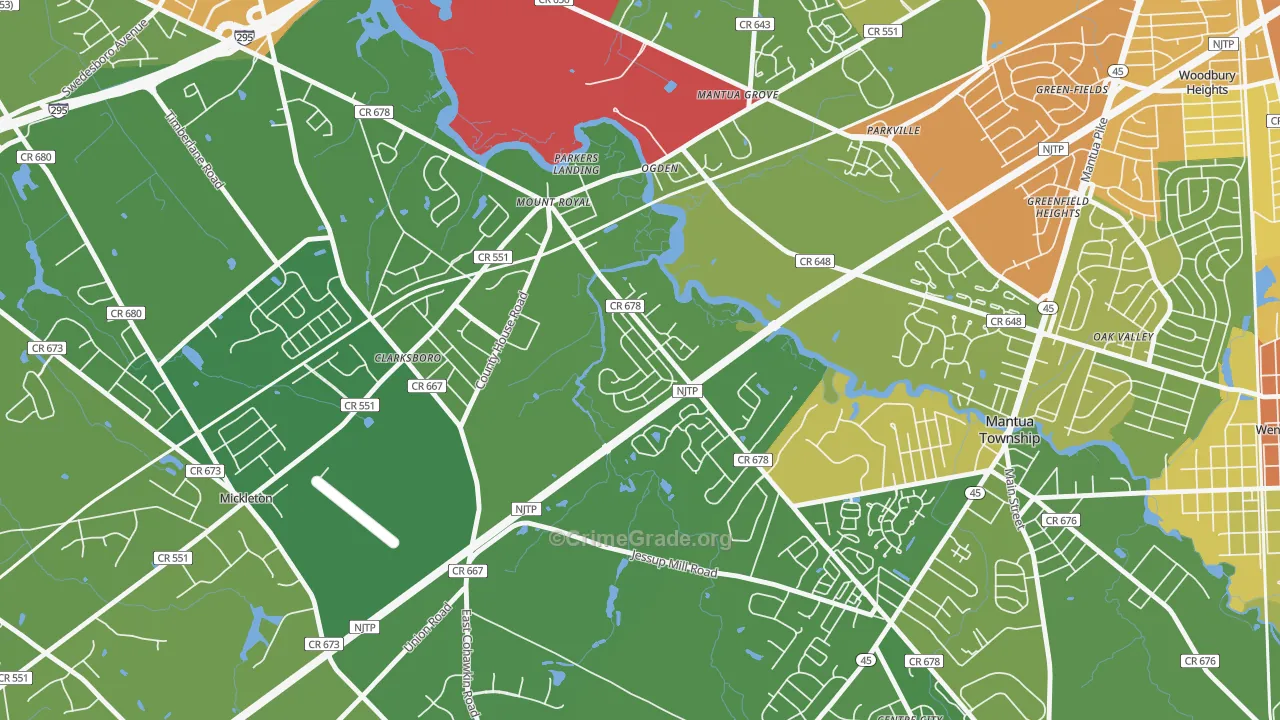 Mount Royal, NJ Map of Drug-Related Crime Rates