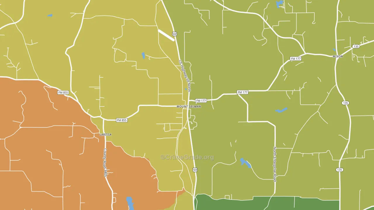 Mount Selman, TX Map of Drug-Related Crime Rates
