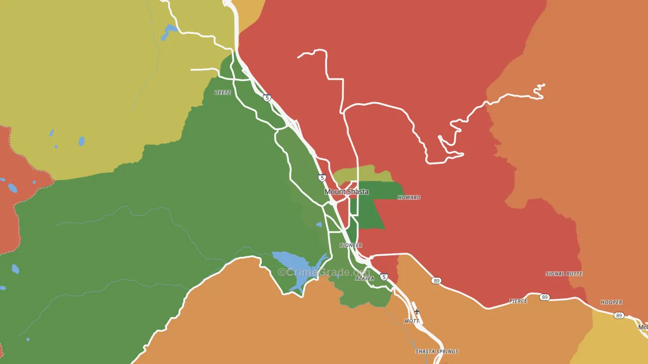 Mount Shasta, CA Map of Drug-Related Crime Rates