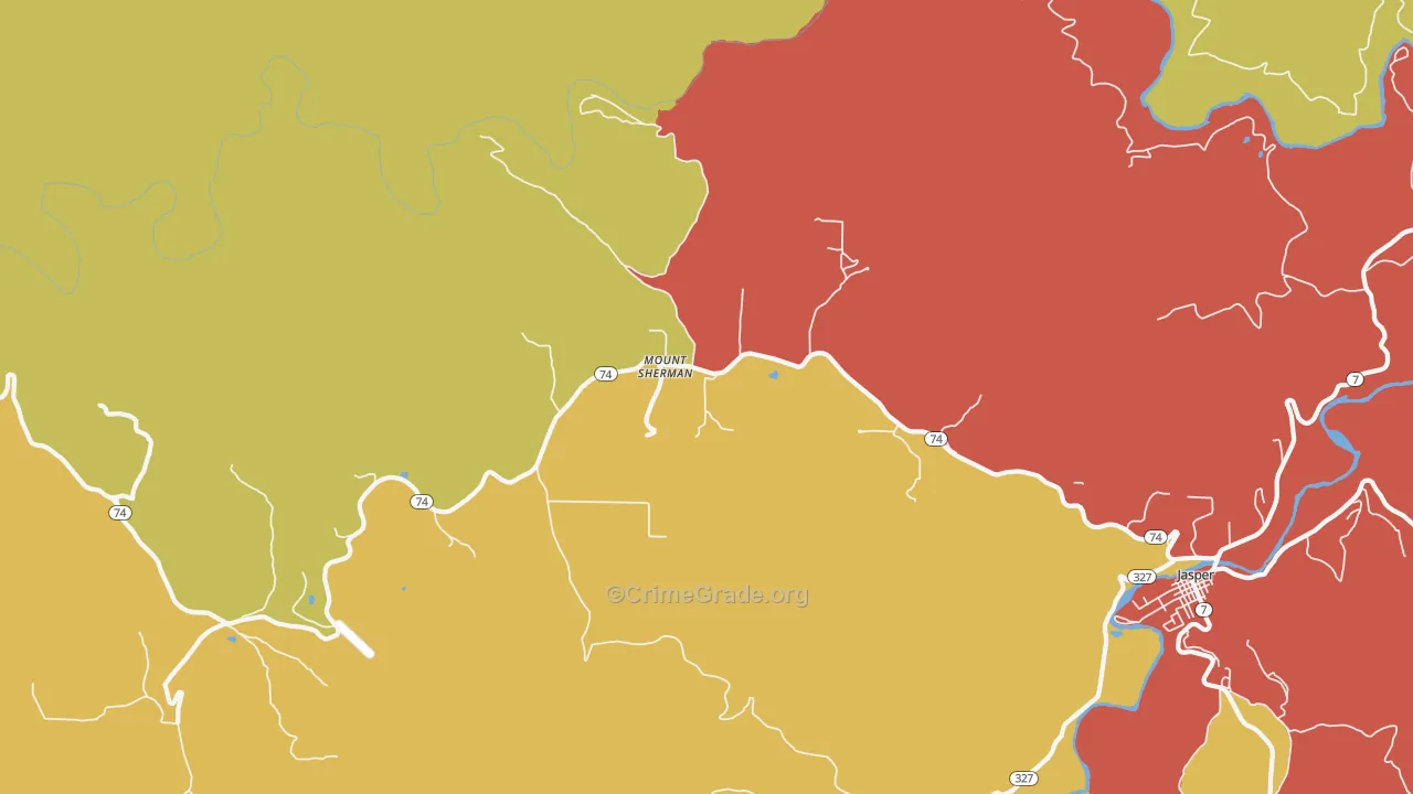Mount Sherman, AR Map of Drug-Related Crime Rates