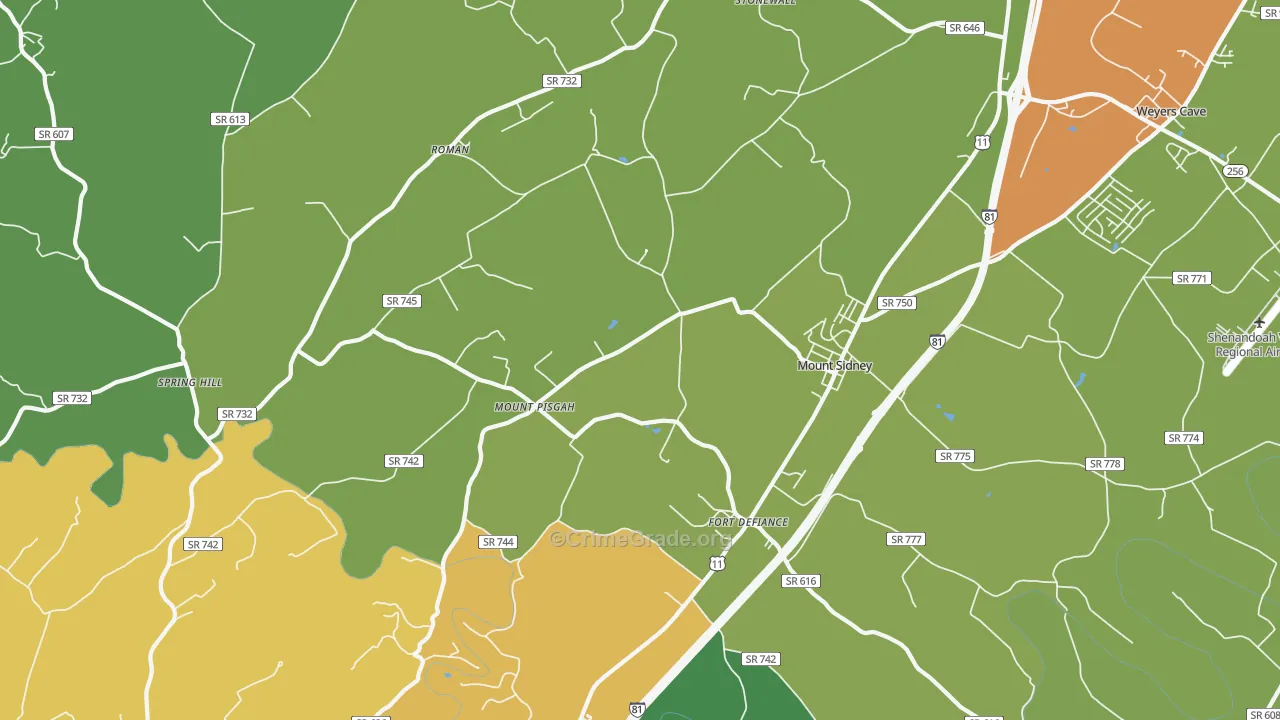 Mount Sidney, VA Map of Drug-Related Crime Rates
