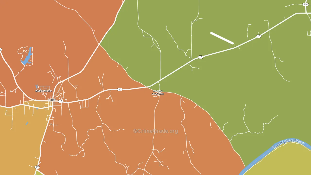 Mount Sterling, AL Map of Drug-Related Crime Rates
