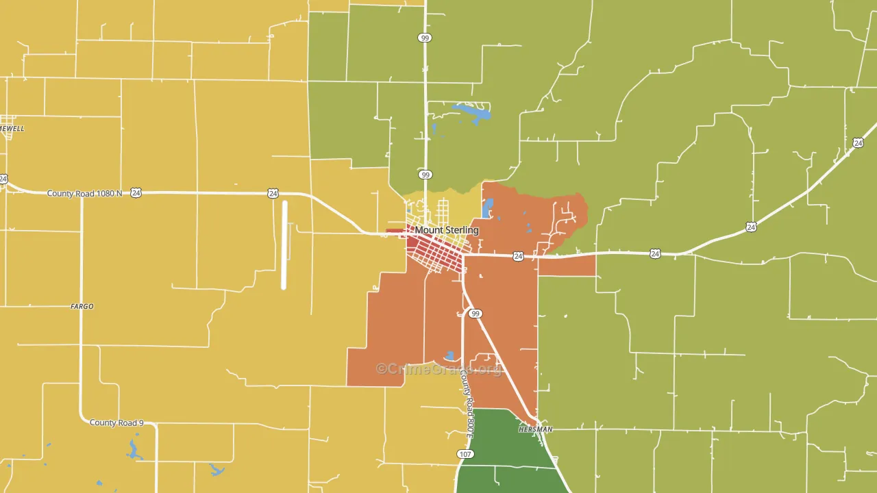 Mount Sterling, IL Map of Drug-Related Crime Rates