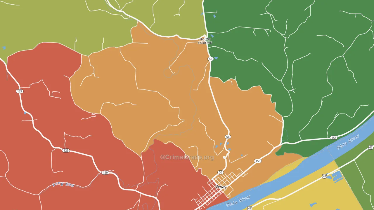 Mount Sterling, IN Map of Drug-Related Crime Rates