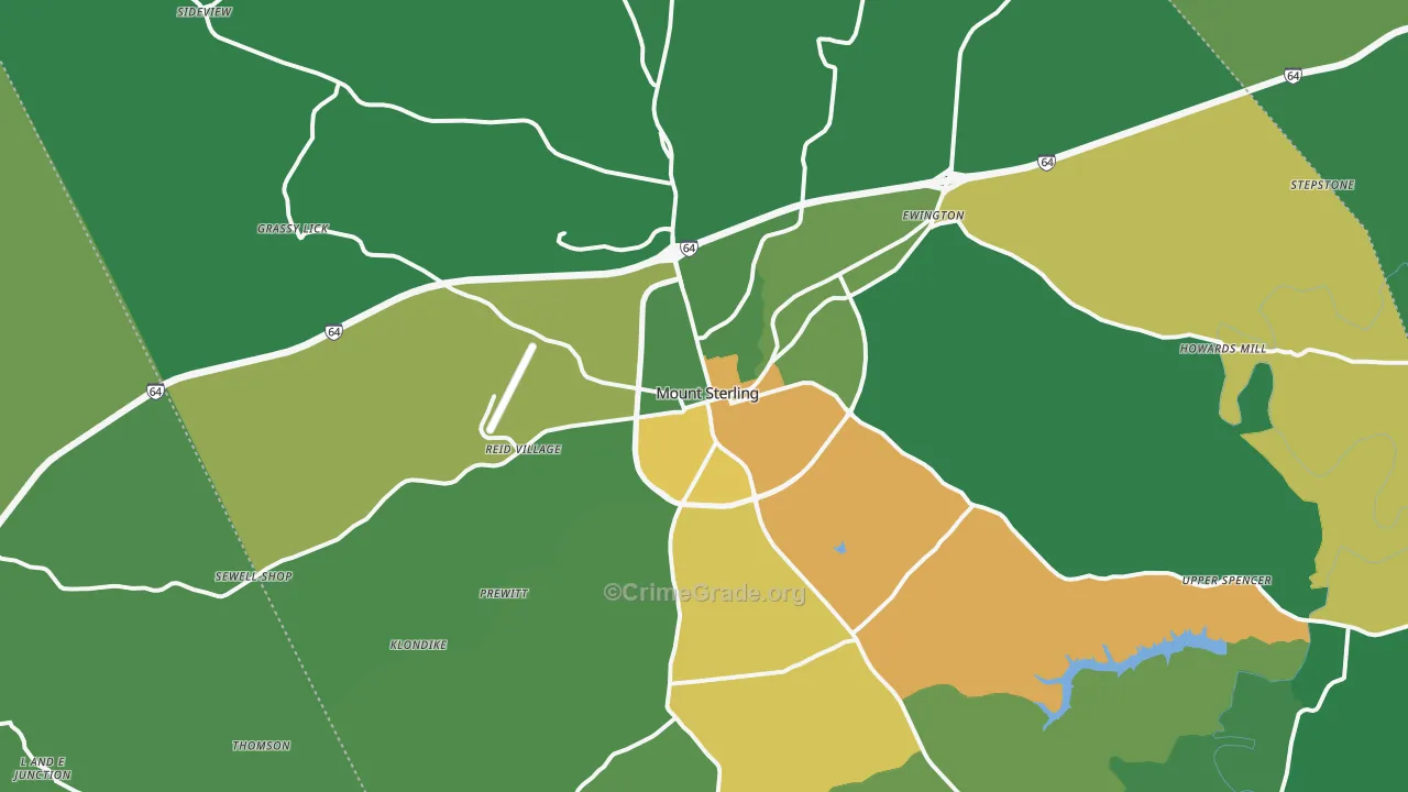 Mount Sterling, KY Map of Drug-Related Crime Rates