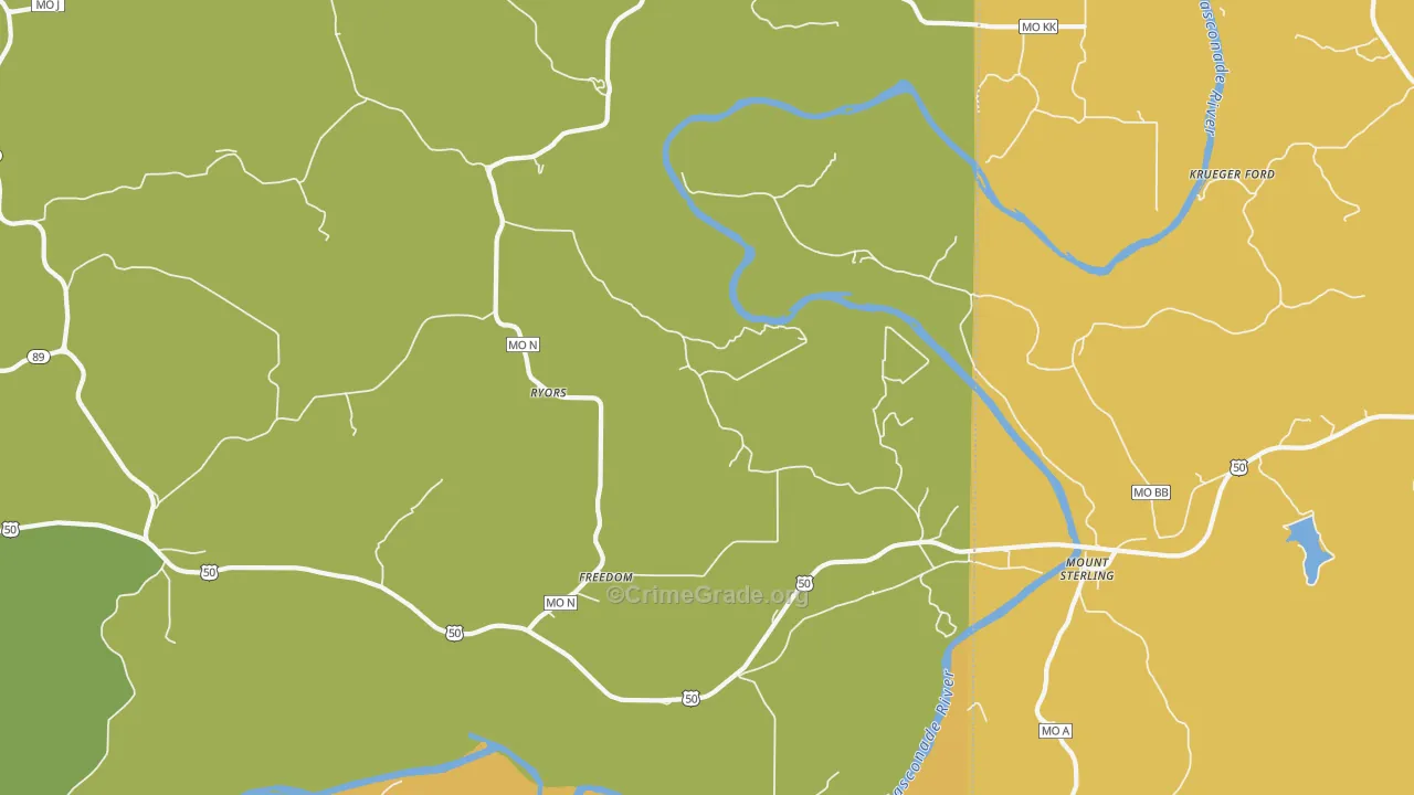 Mount Sterling, MO Map of Drug-Related Crime Rates
