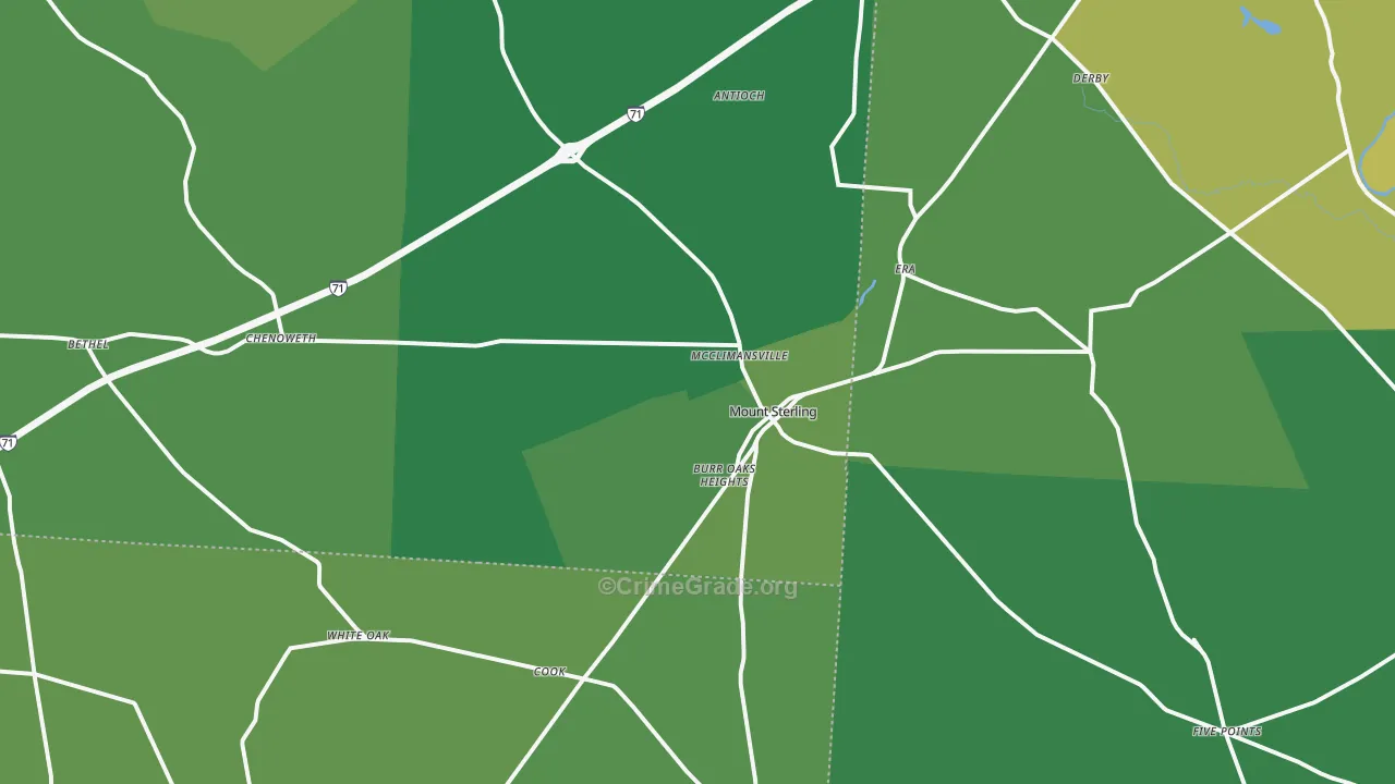 Mount Sterling, OH Map of Drug-Related Crime Rates