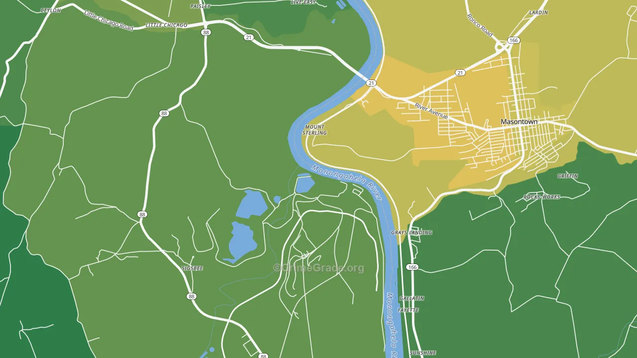 Mount Sterling, PA Map of Drug-Related Crime Rates