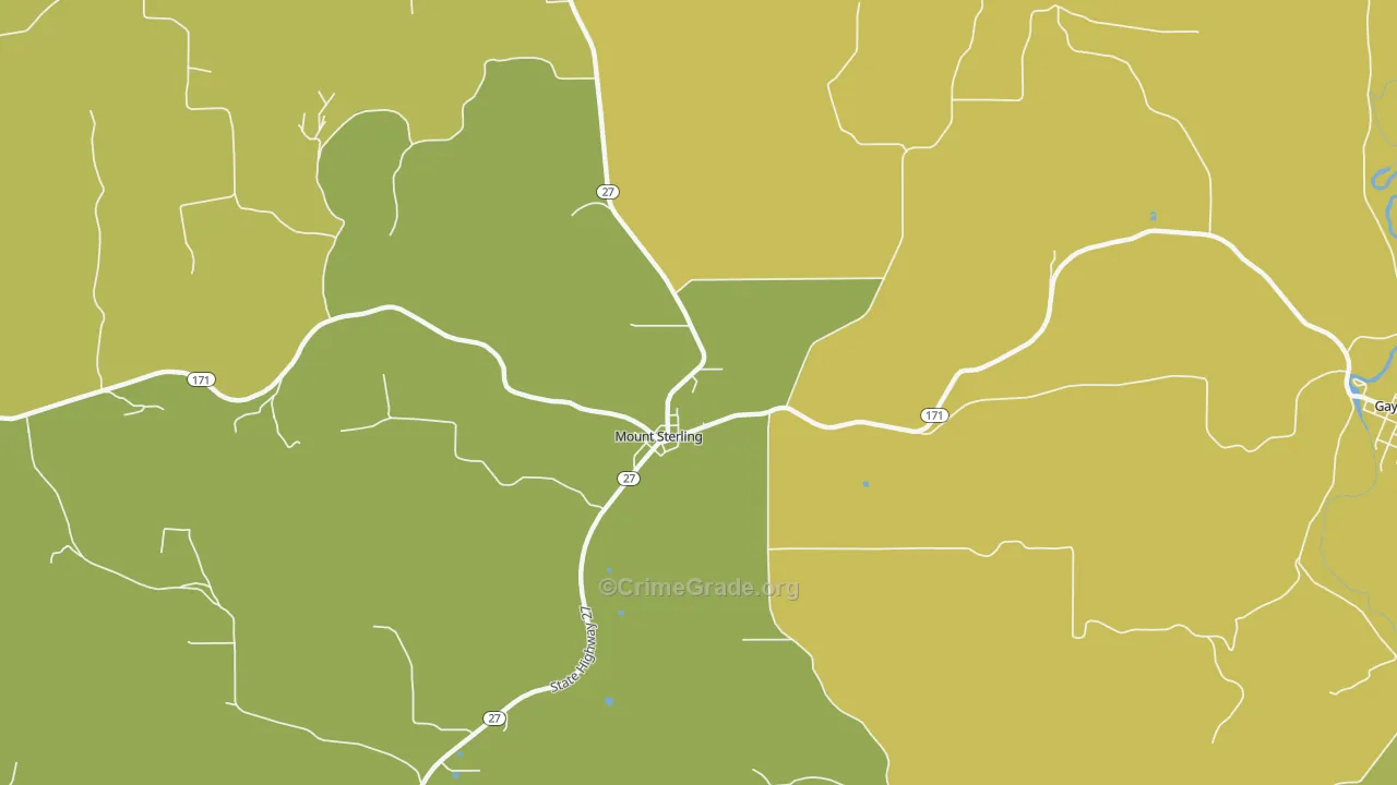 Mount Sterling, WI Map of Drug-Related Crime Rates