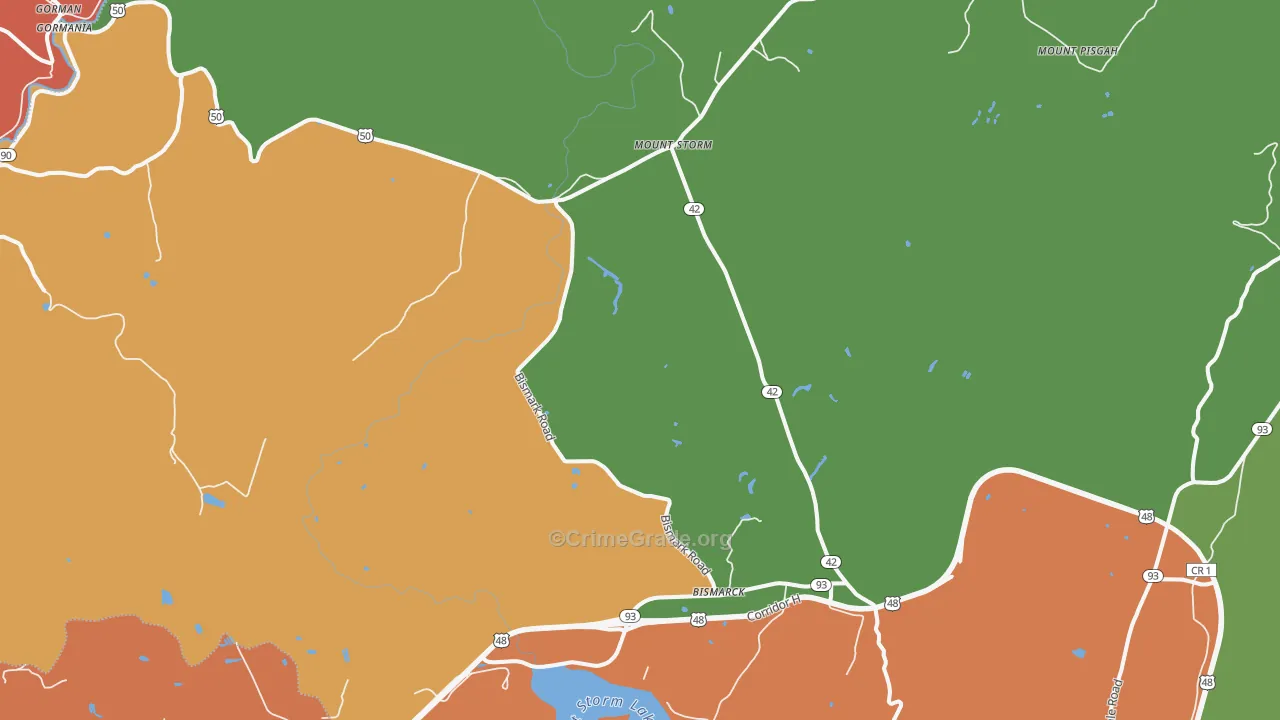 Mount Storm, WV Map of Drug-Related Crime Rates
