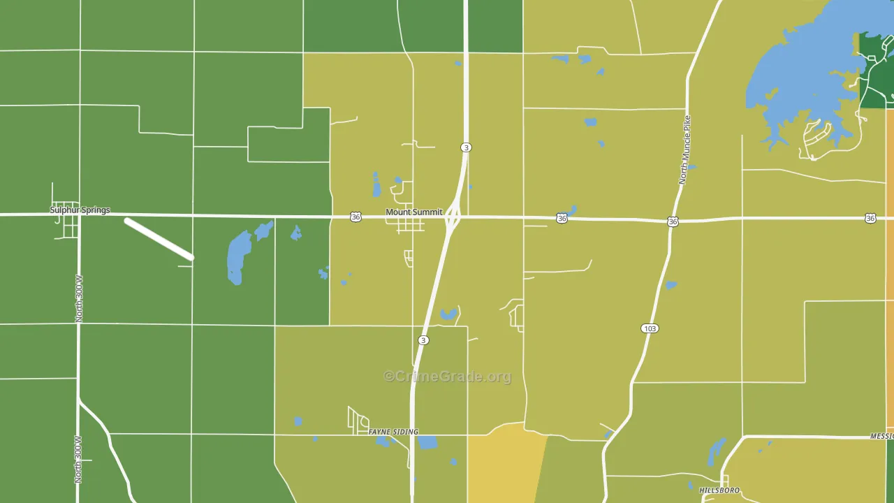 Mount Summit, IN Map of Drug-Related Crime Rates