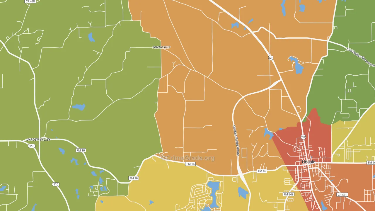 Mount Sylvan, TX Map of Drug-Related Crime Rates