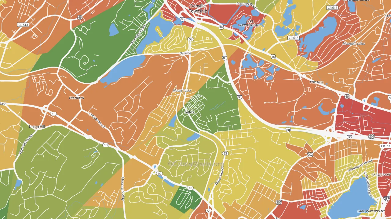 Mount Tabor, NJ Map of Drug-Related Crime Rates