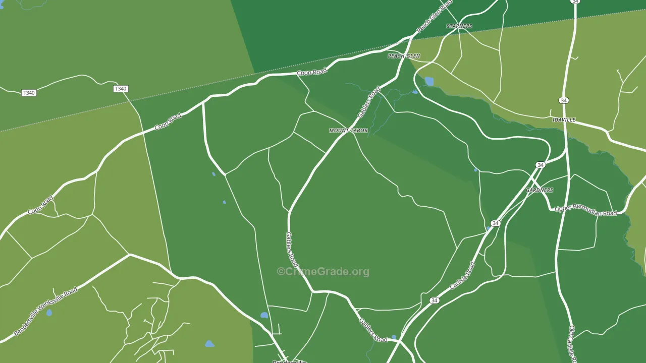 Mount Tabor, PA Map of Drug-Related Crime Rates