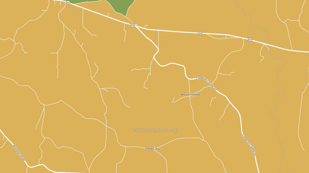 Mount Union, AL Map of Drug-Related Crime Rates