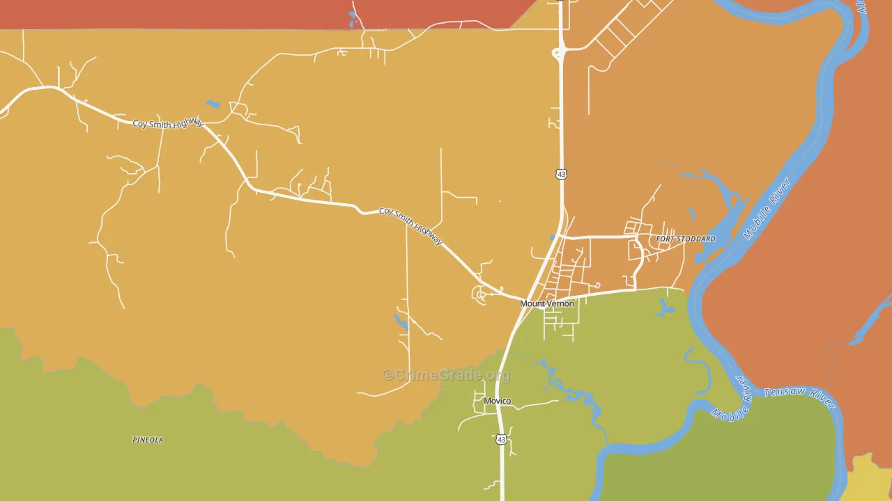 Mount Vernon, AL Map of Drug-Related Crime Rates