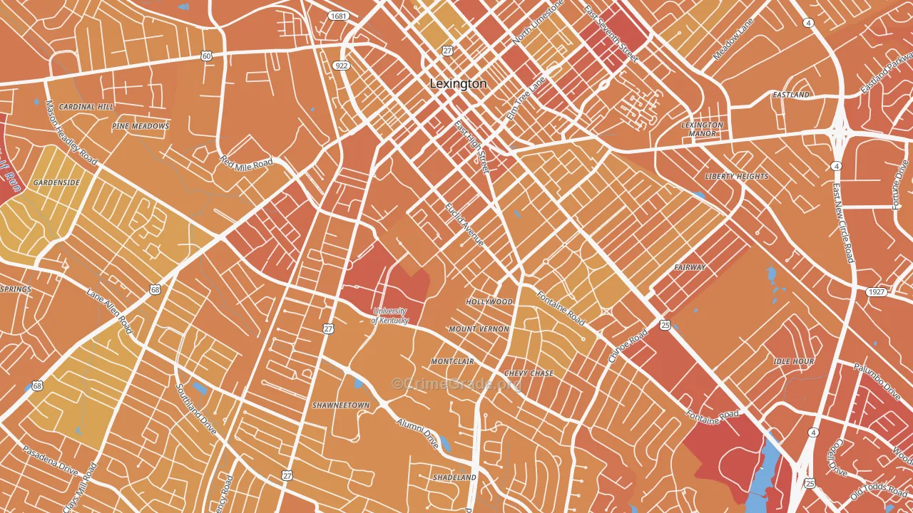 Mount Vernon-Hollywood-Montclair, Lexington, KY Map of Drug-Related Crime Rates