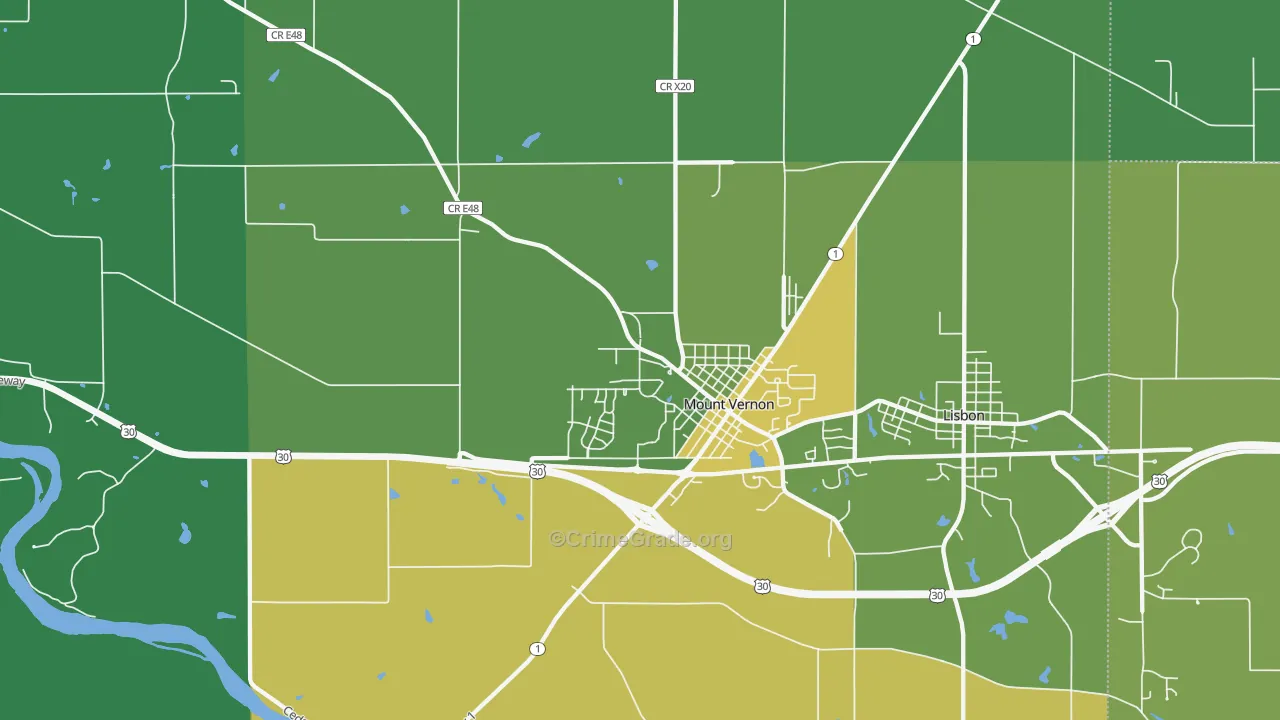 Mount Vernon, IA Map of Drug-Related Crime Rates