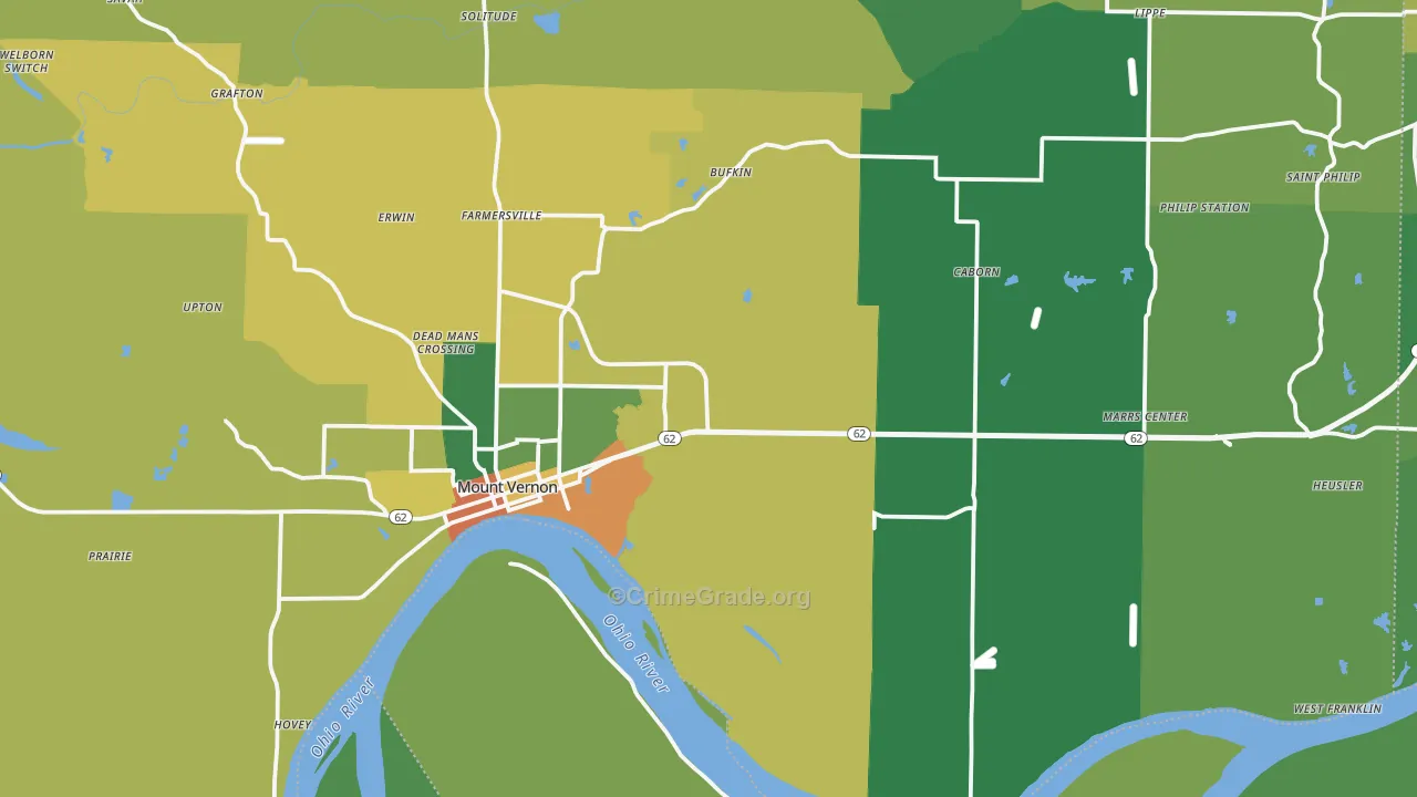 Mount Vernon, IN Map of Drug-Related Crime Rates
