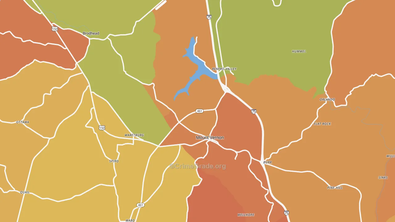 Mount Vernon, KY Map of Drug-Related Crime Rates