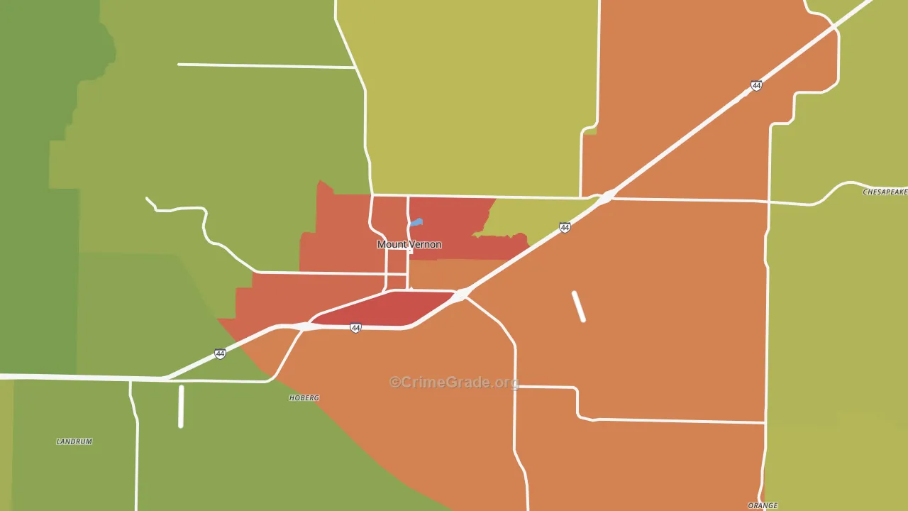 Mount Vernon, MO Map of Drug-Related Crime Rates