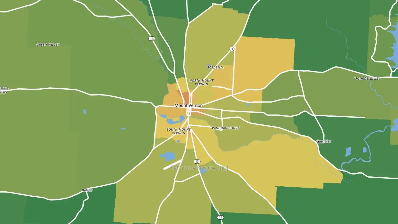 Mount Vernon, OH Map of Drug-Related Crime Rates