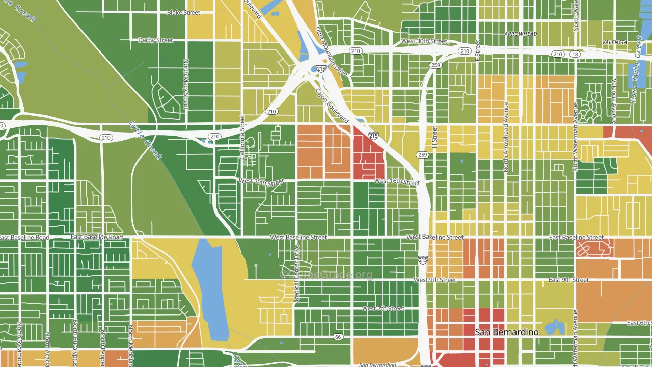 Mount Vernon, San Bernardino, CA Map of Drug-Related Crime Rates