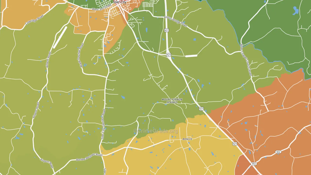 Mount Vernon Springs, NC Map of Drug-Related Crime Rates
