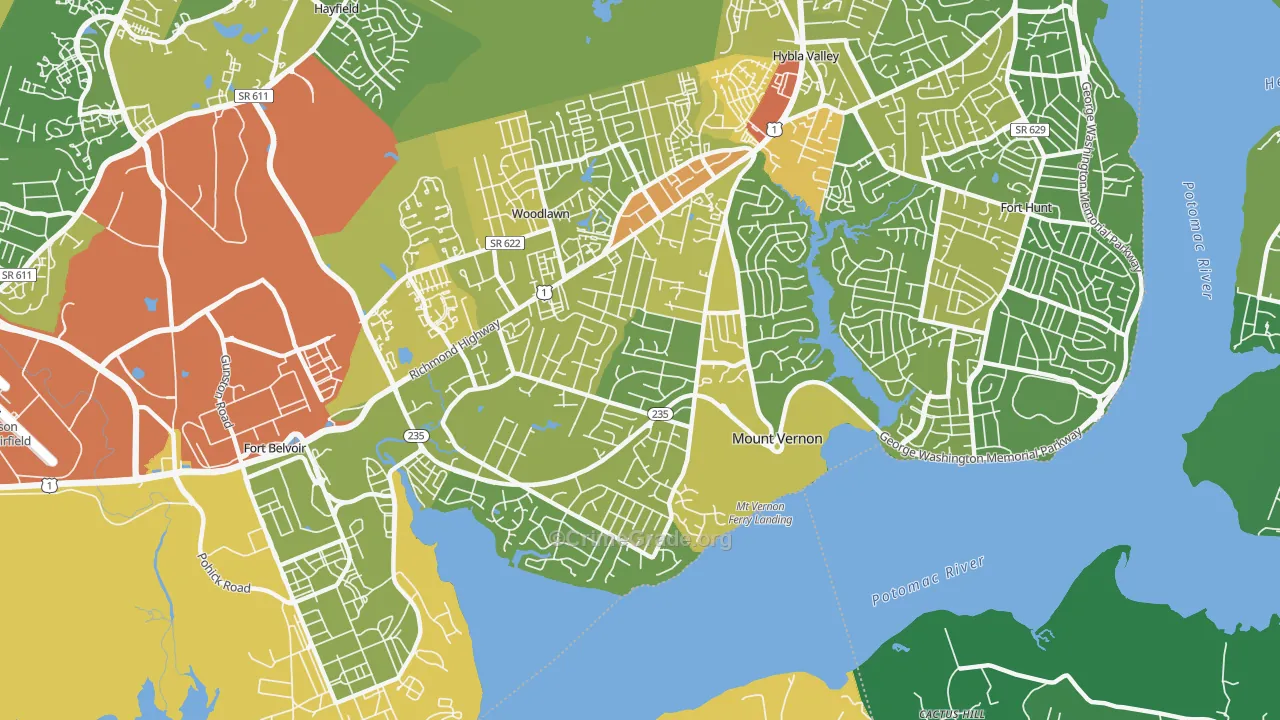 Mount Vernon, VA Map of Drug-Related Crime Rates