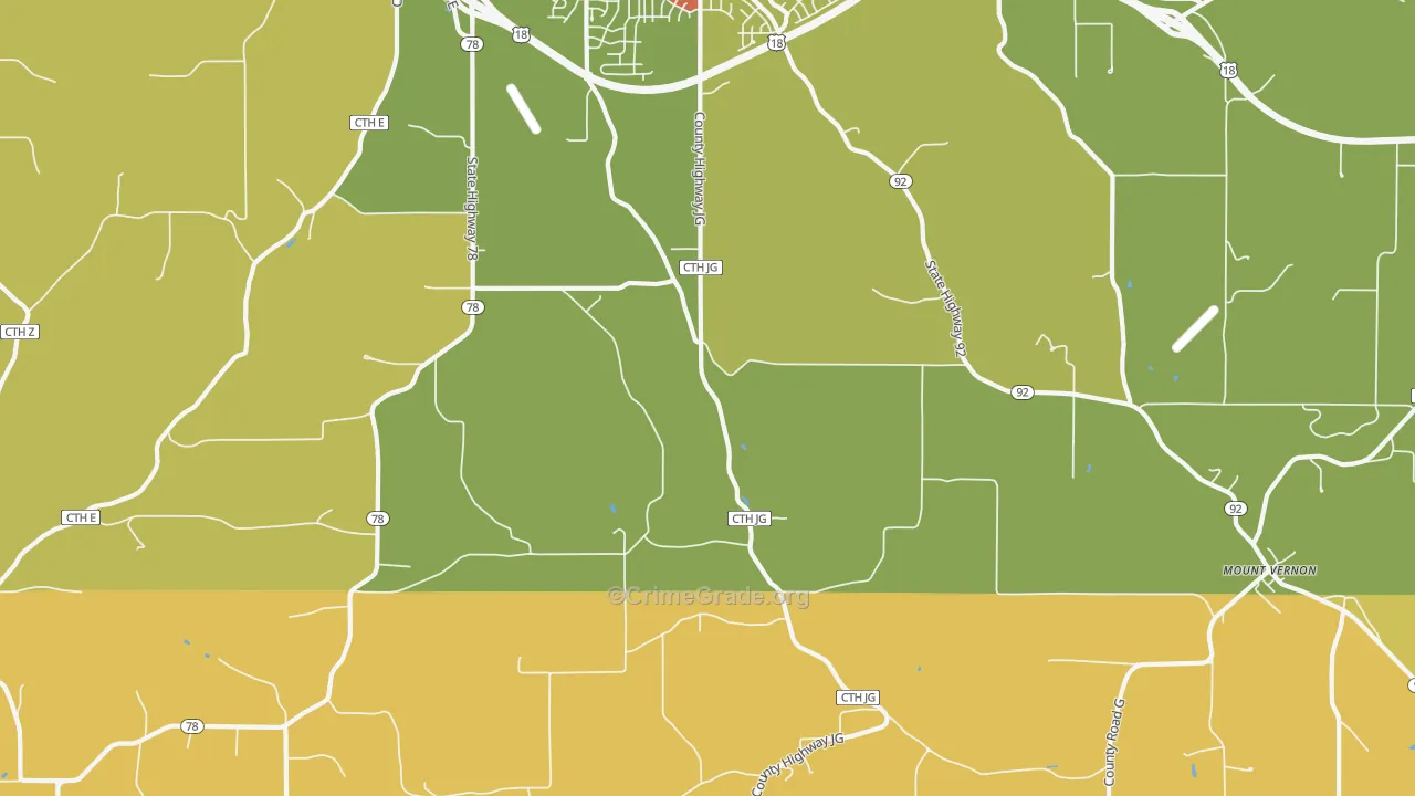Mount Vernon, WI Map of Drug-Related Crime Rates
