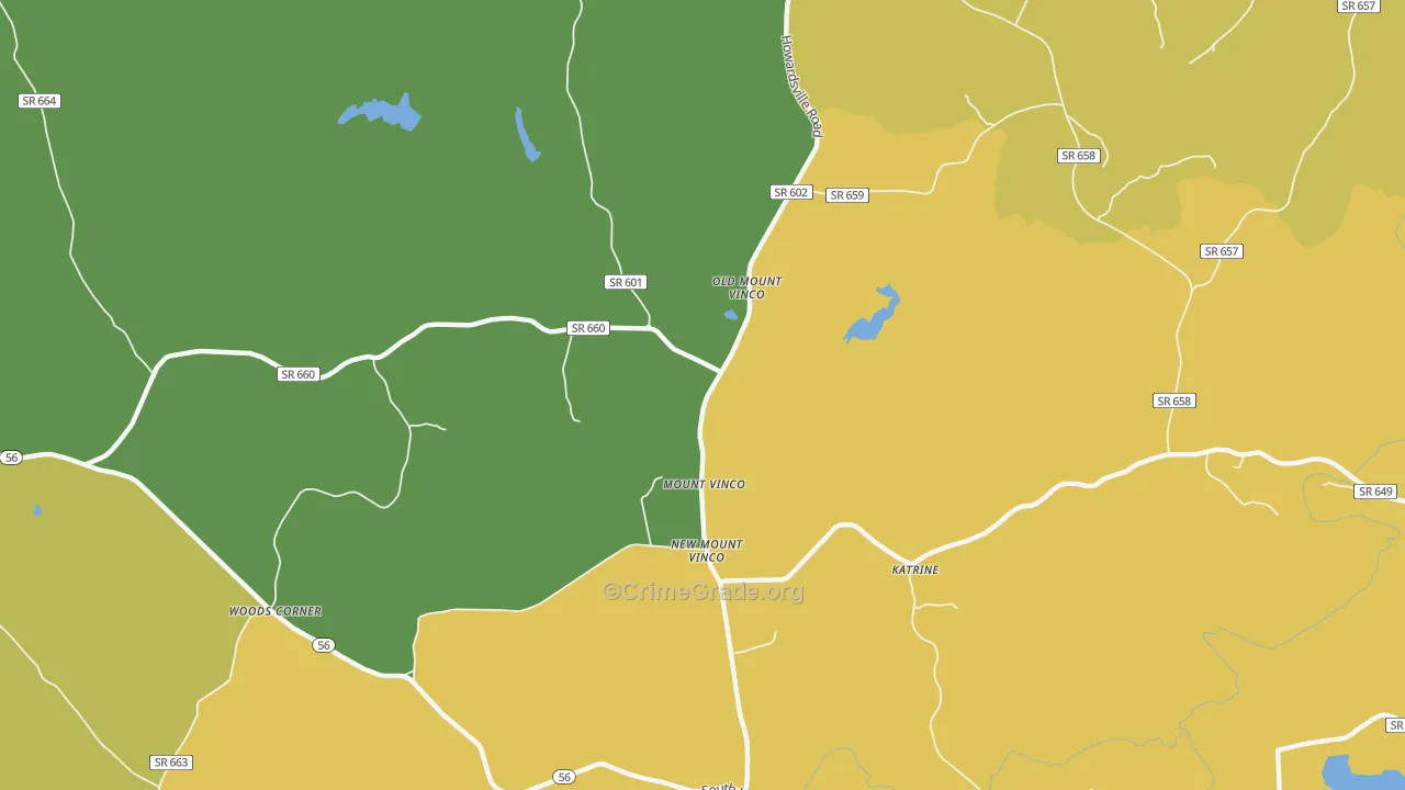 Mount Vinco, VA Map of Drug-Related Crime Rates