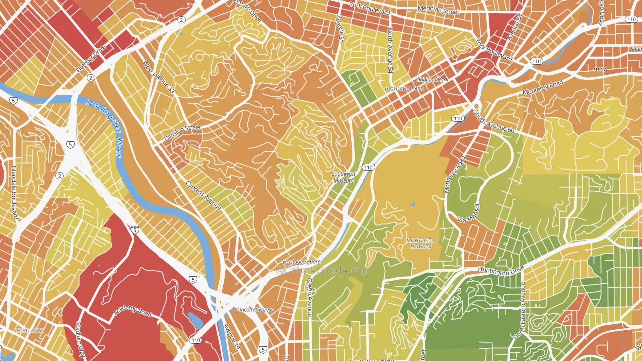 Mount Washington, Los Angeles, CA Map of Drug-Related Crime Rates