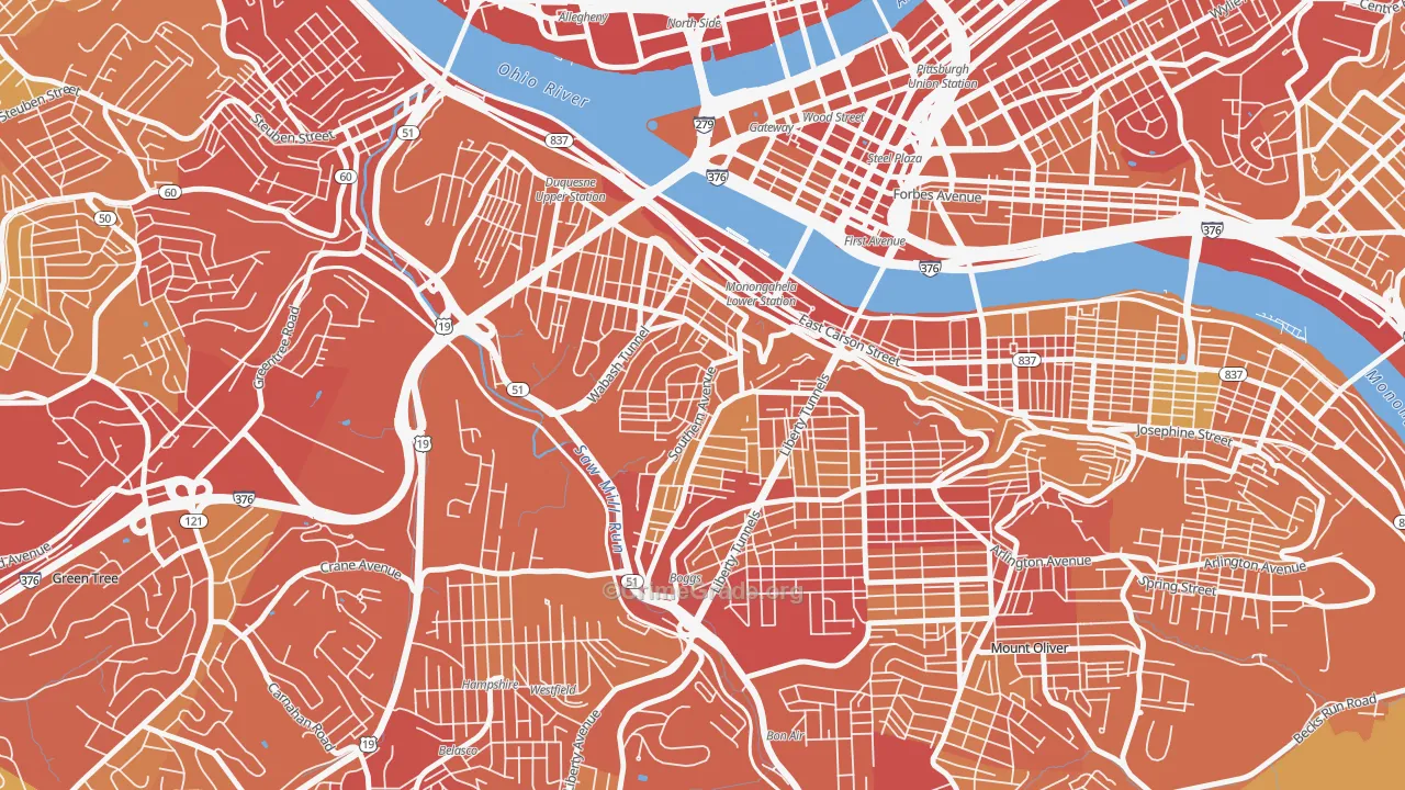 Mount Washington, Pittsburgh, PA Map of Drug-Related Crime Rates