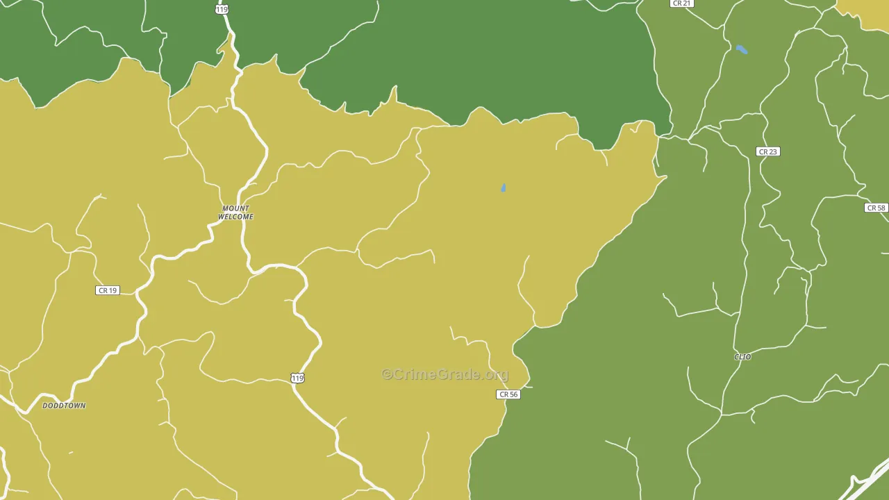 Mount Welcome, WV Map of Drug-Related Crime Rates