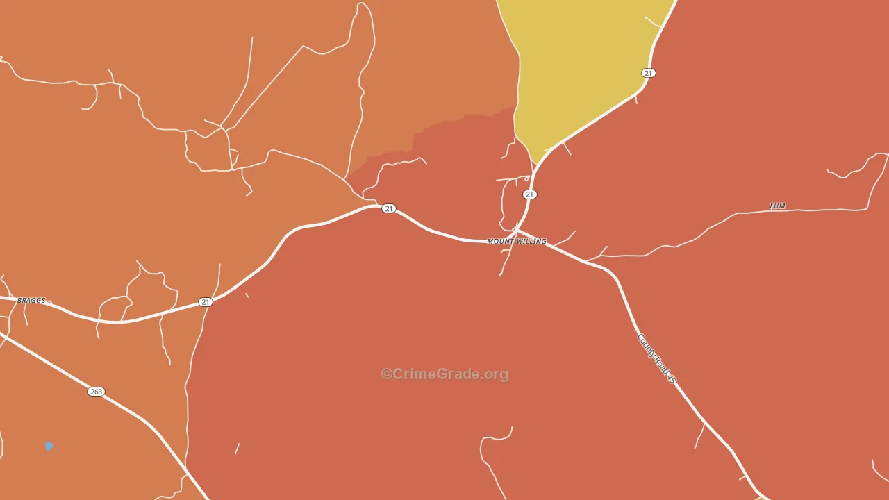 Mount Willing, AL Map of Drug-Related Crime Rates