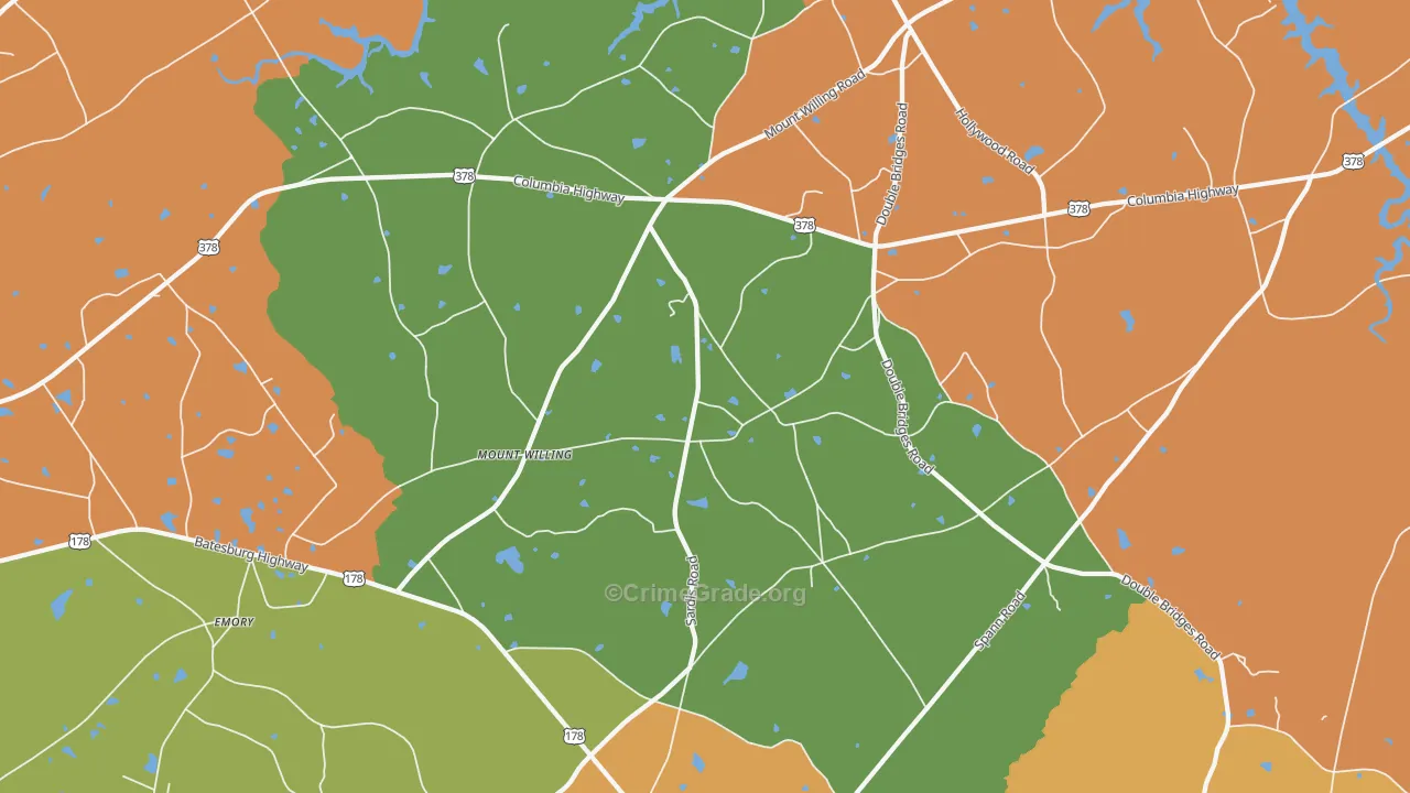 Mount Willing, SC Map of Drug-Related Crime Rates