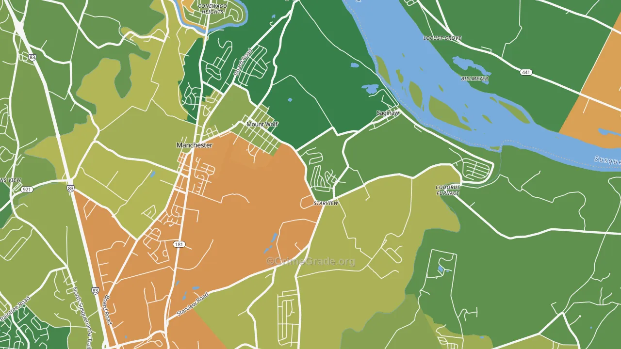 Mount Wolf, PA Map of Drug-Related Crime Rates
