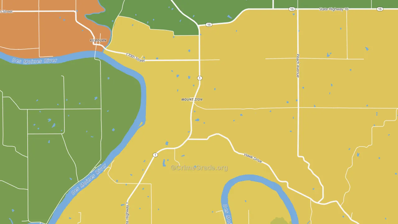 Mount Zion, IA Map of Drug-Related Crime Rates