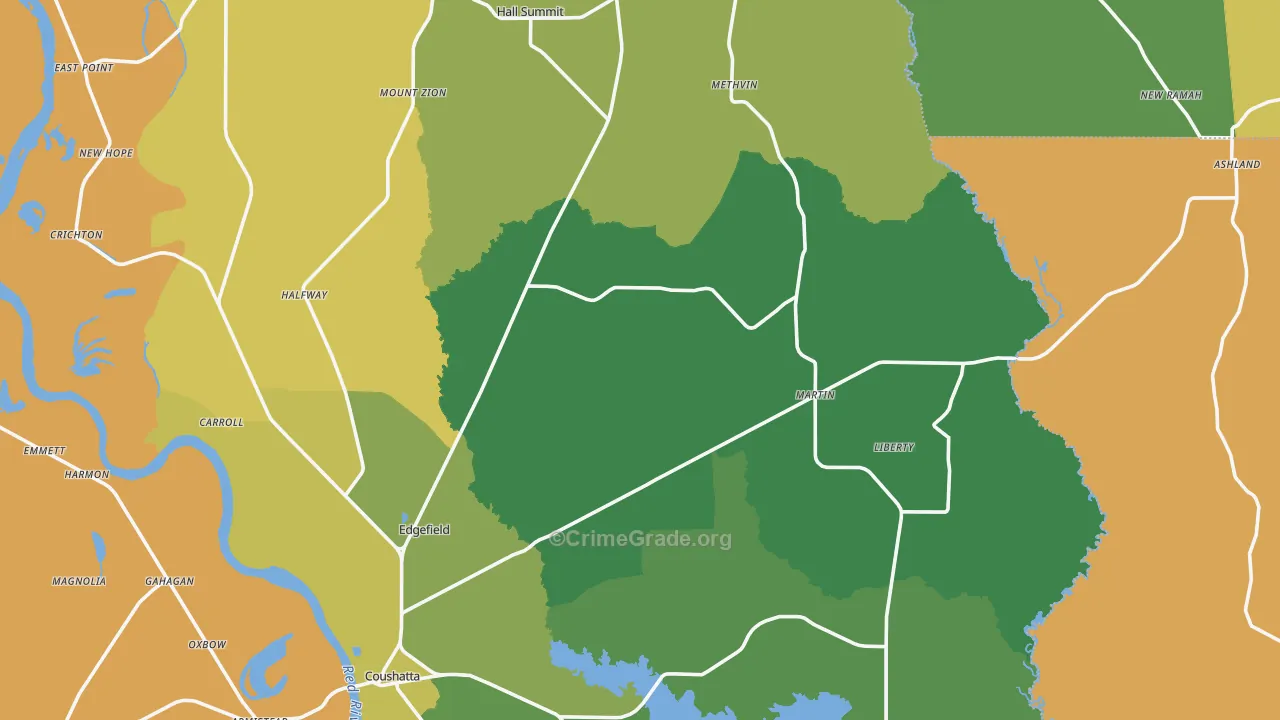 Mount Zion, LA Map of Drug-Related Crime Rates