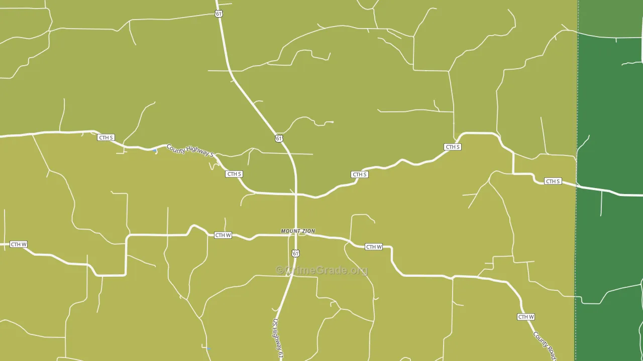 Mount Zion, WI Map of Drug-Related Crime Rates
