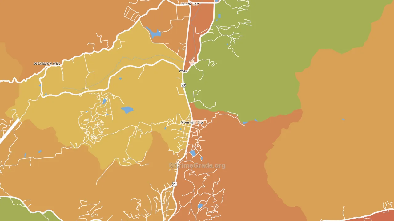 Mountain City, GA Map of Drug-Related Crime Rates