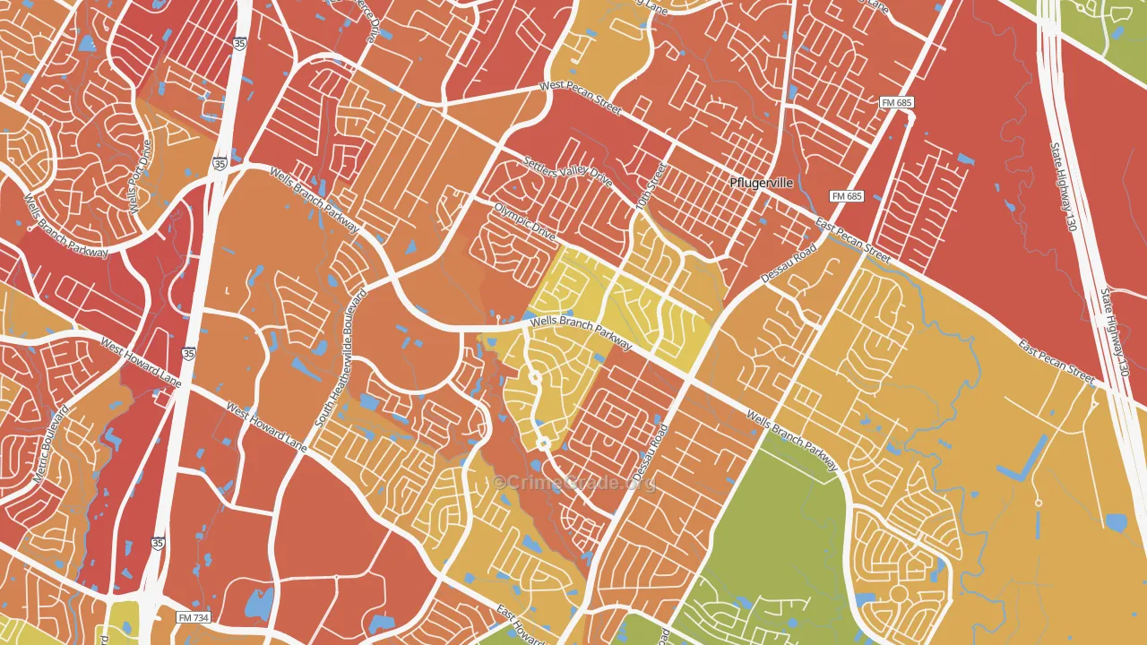 Mountain Creek, Pflugerville, TX Map of Drug-Related Crime Rates
