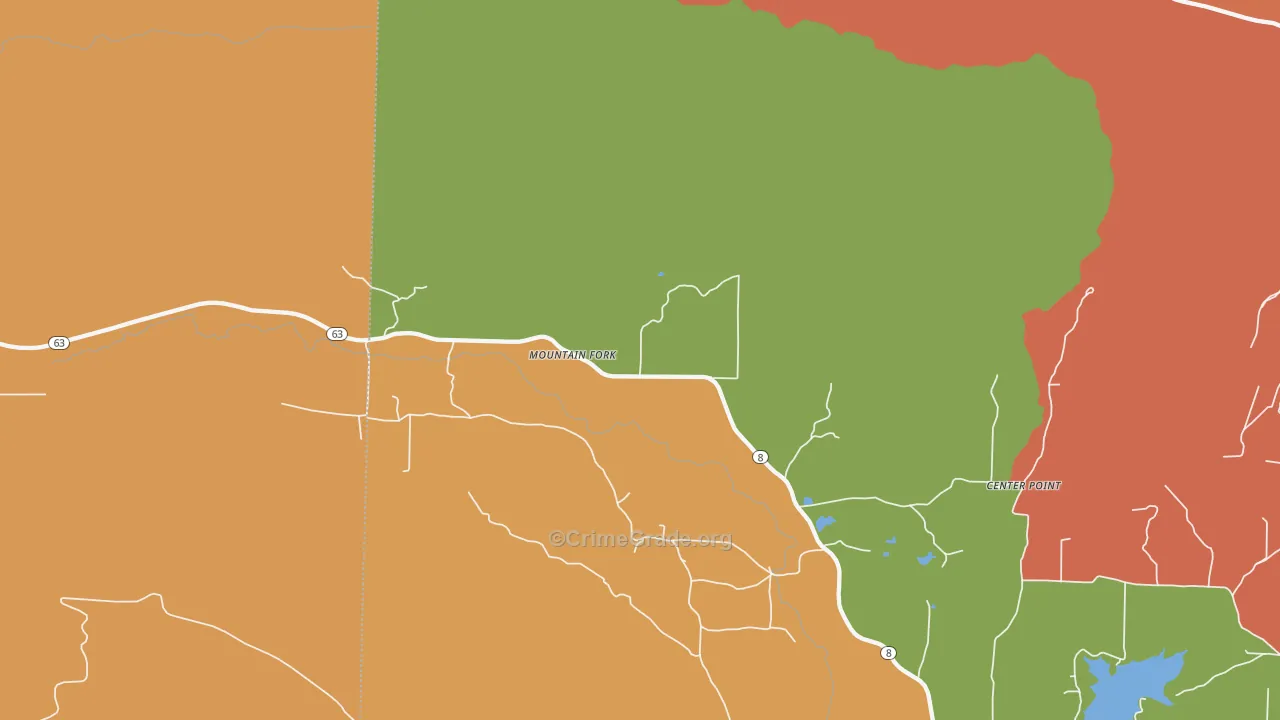 Mountain Fork, AR Map of Drug-Related Crime Rates