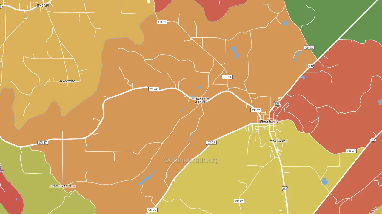 Mountain Grove, AL Map of Drug-Related Crime Rates