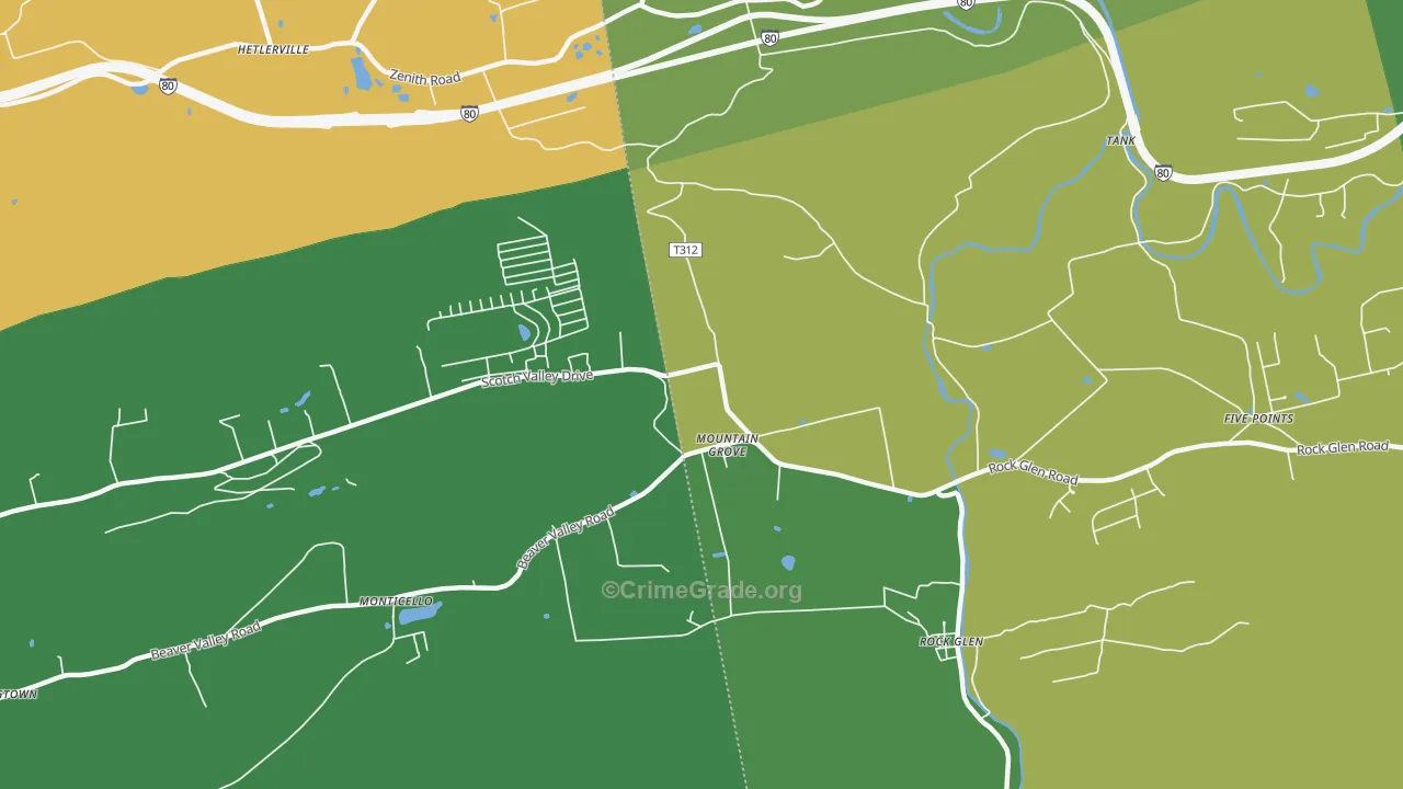 Mountain Grove, PA Map of Drug-Related Crime Rates